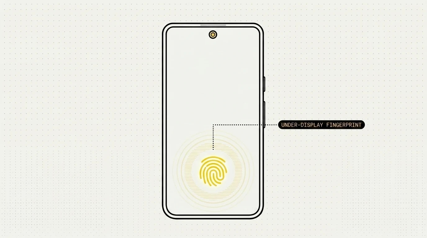 Diagram of the Google Pixel under-display fingerprint sensor sitting beneath the screen